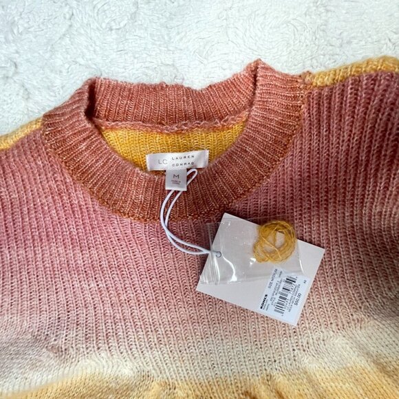 New LC Lauren Conrad Pullover Mock Neck Sweater Womens Medium Crochet Space-Dye - Picture 5 of 11